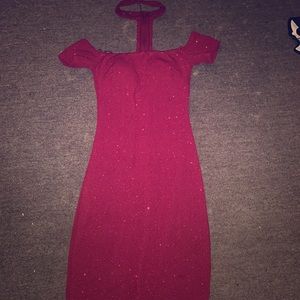 Red cocktail dress with built in choker